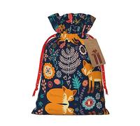 Sac cadeau de grande capacité avec cordon de serrage pour Halloween, motif chouette, lapin, oiseaux, renard, 11,9 x 17,5 cm