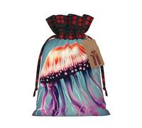 Sac cadeau de Noël avec cordon de serrage imprimé méduses pour sacs de Noël, cadeaux de fêtes de fin d'année