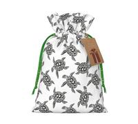 Sac cadeau de Noël avec cordon de serrage imprimé tortues de mer pour Noël, anniversaire, fête