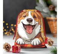 Sac cadeau de Noël avec cordon de serrage mignon chien corgi sacs cadeaux réutilisables sac cadeau de vacances sac de cadeaux de Noël boîte cadeau de Noël sac à friandises de Noël pour emballer des