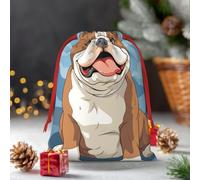 Sac cadeau de Noël avec cordon de serrage motif bouledogue anglais sans couture - Sacs cadeaux de vacances réutilisables - Boîte cadeau de Noël - Sac à friandises de Noël pour emballer des cadeaux de