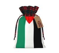 Sac cadeau de Noël avec cordon de serrage Motif drapeau de la Palestine 17,5 x 12 cm