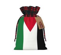 Sac cadeau de Noël avec cordon de serrage Motif drapeau de Palestine 30 x 21 cm