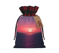 Sac cadeau de Noël avec cordon de serrage Motif lune en mer