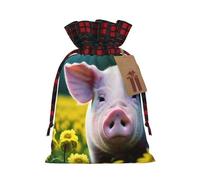 Sac cadeau de Noël avec cordon de serrage Motif viol et cochon