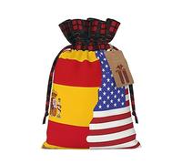 Sac cadeau de Noël avec drapeau espagnol américain - Sac à friandises en toile de jute pour tous vos cadeaux de Noël et vos besoins en bagage à main