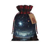 Sac cadeau de Noël avec inscription « The moon, the stars and the planets » - Sac à friandises en toile de jute pour tous vos cadeaux de Noël et vos besoins en bagage à main