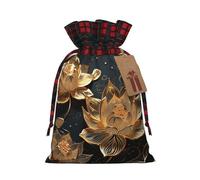 Sac cadeau de Noël bohème doré fleurs de lotus sacs de Noël pour fournitures de fête de Noël, sac à bonbons, sacs d'emballage pour cadeaux de fête