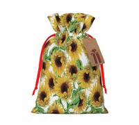 Sac cadeau de Noël en toile avec cordon de serrage Motif tournesol