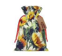 Sac cadeau de Noël en toile avec cordon de serrage Motif tournesol