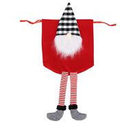 Sac Cadeau de Noël Père Noël Sans Visage, Pochon à Cordon, Tissu Peluche, 68x30cm - Design Original, Fermeture Pratique, Parfait pour fête et Cadeaux Gourmands (Rouge)