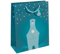 Sac cadeau de Noël 'Polar bear with candle', grand