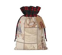 Sac cadeau de Noël réutilisable avec cordon de serrage, motif bateau, plage, étoile de mer, coquillage
