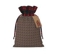 Sac cadeau de Noël réutilisable avec cordon de serrage, motif chouette, lapin, oiseaux, renard