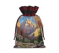 Sac cadeau de Noël Zion National Park Sacs de Noël pour fournitures de fête de Noël Sac à cordon Sac à bonbons Sacs d'emballage pour cadeaux de fête