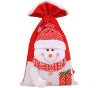 Sac cadeau de vacances avec cordon de serrage avec imprimé Père Noël et bonhomme de neige conçu pour contenir des bonbons et des petits S pour les fêtes de Noël (B)