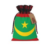 Sac cadeau drapeau de la Mauritanie bicolore avec cordon de serrage M beau pratique adapté pour Noël et anniversaire