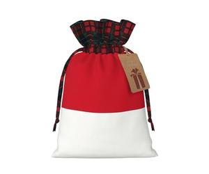 Sac cadeau drapeau de Monaco bicolore avec cordon de serrage M beau pratique adapté pour Noël et anniversaire