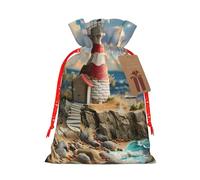 Sac cadeau écologique avec cordon de serrage imprimé phare de mer