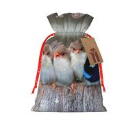 Sac cadeau en chanvre avec quatre oiseaux, sacs de Noël pour fête de Noël