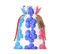 Sac cadeau en chanvre avec trois fleurs, sacs de Noël, sac d'emballage de vacances pour fête de Noël