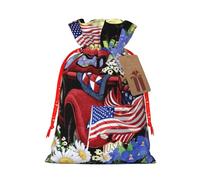 Sac cadeau en chanvre patriotique du 4 juillet, sacs de Noël, sacs d'emballage de vacances pour fête de Noël