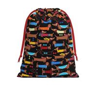 Sac cadeau en peluche ultra douce avec cordon de serrage I Love My Dog Teckels pour fête de Noël, sacs de vacances de Noël, pochettes à bijoux de mariage