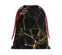 Sac cadeau en peluche ultra douce avec cordon de serrage - Imprimé marbre noir et doré - Pour cadeaux de Noël, cadeaux de Noël, pochettes à bijoux de mariage
