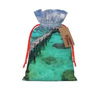 Sac cadeau en toile de jute avec cordon de serrage avec étiquette - Pochette en lin réutilisable pour Noël, anniversaire, fête, petit emballage cadeau S