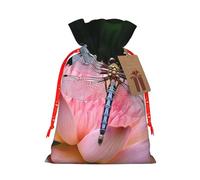 Sac cadeau en toile de jute avec cordon de serrage et étiquette, pochette en lin réutilisable pour Noël, anniversaire, fête, petit emballage cadeau M