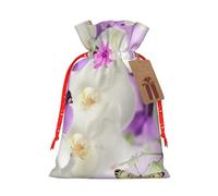 Sac cadeau en toile de jute avec cordon de serrage pour mariage/fête/festival/rangement Motif floral