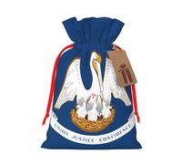 Sac cadeau en toile réutilisable avec cordon de serrage pour fête de mariage, anniversaire, motif drapeau de l'État de la Louisiane, 1 pièce M