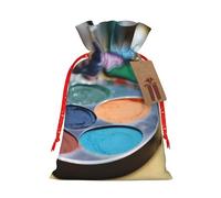 Sac cadeau en toile réutilisable avec imprimé gouache colorée pour fête de mariage, anniversaire, sac cadeau unique, sac en toile réutilisable, 1 pièce de petite taille