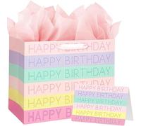 Sac cadeau grand format 33 cm x 12 cm x 26 cm, sac cadeau de luxe sirène avec carte cadeau et papier de soie, sacs de fête pour cadeaux, grand sac cadeau d'anniversaire pour elle