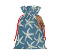 Sac cadeau imprimé étoile de mer côtière en laine, emballage cadeau mignon et élégant avec cordon de serrage