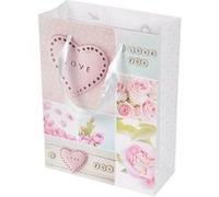 Sac Cadeau Imprimé Romantique 32cm Rose