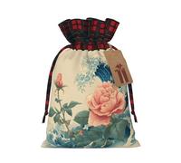 Sac cadeau imprimé rose de style japonais, sac cadeau en toile de jute avec blocage des couleurs
