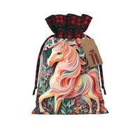Sac cadeau licorne bicolore rose avec cordon de serrage M beau pratique adapté pour Noël et anniversaire