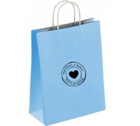 Sac cadeau Made with love, papier - bleu clair