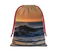 Sac cadeau multifonction en velours super doux avec impression « Last Sun Rays of Over The Sea Waves »