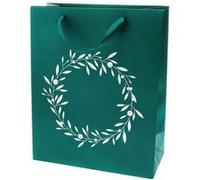Sac Cadeau Noël - Grand Format - Couronne de Noël - 26 x 23 x 12 cm