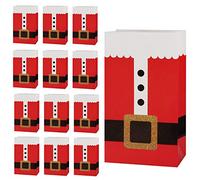 Sac Cadeau Noel (Lot de 30) - Sachet Cadeau Tenue de Père Noël (21 x 12 x 8 cm) Sac en Papier Pochette Cadeau pour Fêtes, Bonbons, Biscuits, Gâteaux, Cadeaux à Offrir aux Amis et Familles