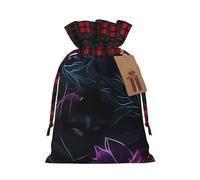 Sac cadeau noir mystère bicolore avec cordon de serrage M beau pratique adapté pour Noël et anniversaire