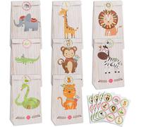 Sac Cadeau Papier 24 Pcs Sac De Bonbon Avec Autocollant De Animal Pour Cadeaux De Noël ,Mariage Ou Anniversaire Fête