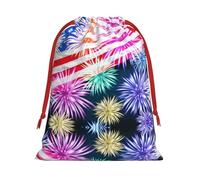 Sac cadeau patriotique avec cordon de serrage imprimé drapeau américain du 4 juillet, durable et polyvalent, parfait pour les occasions festives