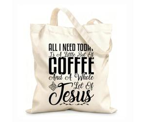 Sac cadeau pour bouteille de vin en toile Tout ce dont j'ai besoin aujourd'hui, c'est d'un peu de café et d'une bonne dose de Jésus. tissu épais de 12 oz S'accorde avec les vêtements 31x36cm Moyen