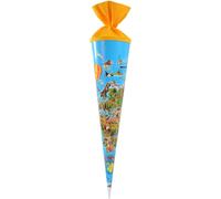 Sac Cadeau Pour La Rentrée Scolaire-Accessoire De Costume-En Carton Verni-Motif Carte Du Monde-Bleu Clair-70 Cm