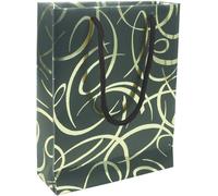 Sac Cadeau Premium - Format Moyen - 17x6x22 Cm - 170g - Motif: Abstrait Or, Arabesque Or Sur Fond Noir - Emballage Cadeaux, Idéal Pour: Livre De Poche, Boite Jeu, Parfum