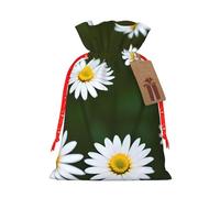 Sac cadeau réutilisable avec cordon de serrage et imprimé marguerite blanche sauvage