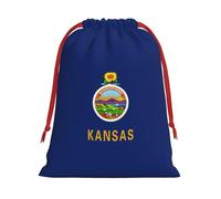 Sac cadeau réutilisable avec cordon de serrage imprimé drapeau de l'État du Kansas pour anniversaire, mariage, organisation quotidienne d'événements